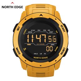 NORTH EDGE Men Digital Watch Men's Sports Watches Dual Time Pedometer Alarm Clock Waterproof 50M Digital Watch Military Clock238I