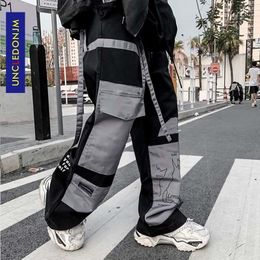 UNCLEDONJM Colour Block Cargo Pants Men Streetwear Hip hop Loose fit Trousers Casual Pants Harajuku Man Fashion V2-1997 201110