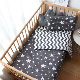 3Pcs Baby Bedding Set For Newborns Star Pattern Kid Bed Linen For Boy Pure Cotton Woven Crib Bedding Duvet Cover Pillocase Sheet 201210