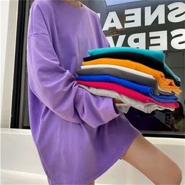 autumn long sleeve T-Shirt Women Tee Shirt Loose Solid Basic T Shirt Women Casual O-neck Hipster Tshirt Top oversize 201125