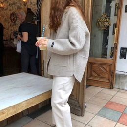 Short Woolen Plaid Coat Female Loose Casual Houndstooth Outwear Women Blazer Jacket 210218