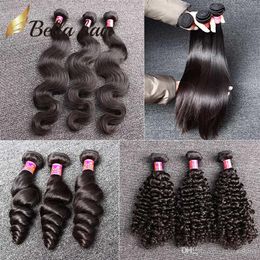 BellaHair® Unprocessed 8A Brazilian Bundles Virgin Hair Extensions Human HairWeave Natural Colour Body Straight Loose Wave Curly