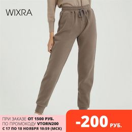 Wixra Women Casual Velvet Pants Winter Lady's Thick Wool Pants Women's Clothing Lace-up Long Trousers 201119