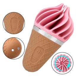 NXY Vibrators Mini Ice Cream Sex Vibrator Female Masturbation g Spot Clitoris Stimulator Soft Silicone Cone Toy for Women 0104