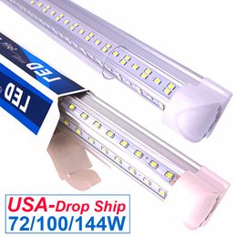 8FT LED Shop Light Tube Fixtures - 72W 100W 10000LM, 6500K (Super Bright White), 8 Foot T8 Fixture for Garage Warehouse, V Shape, High Output, with On/Off Switch, Plug and Play