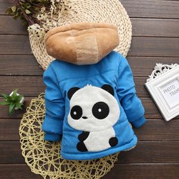 Children's Hooded Jacket Clothing Fashion Panda Print plus velvet thickening new Boys and girls baby warm Casual Cute Coat 201126