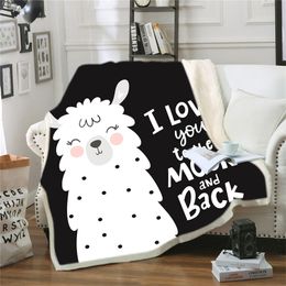 Soft Sherpa Blanket Cute alpaca For Kid Cartoon Blanket Throw Blanket Bedding Thick Warm On The Bed Sofa B1088 201222