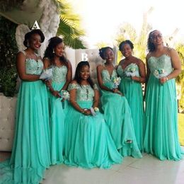 2021 Custom Aqua Blue Bridesmaid Dresses Cheap Applique Lace V-neck Off The Shoulder Maid Of Honor Dress Prom Evening Gowns Formal Womens