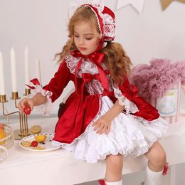 4PCS Spain Dress Girls Royal Costumes Kids Princess Wedding Birthday Dresses Party Lace Robe Fille Baby Girl Christmas Clothing 201203
