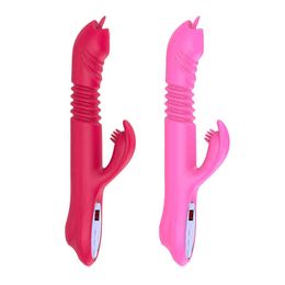 NXY Vibrators New Red Pink Women Vibrator Sex Toys Distans for Heating Thrusting Masturbation 0104