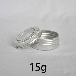 Empty 15g Metal Jar with Window Lip Balm Travel Bottle Cosmetic Cream Container Small Refillable Aluminum Tin Free Shipping