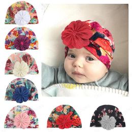 Baby Girls Hats Printed Flower Caps Kids Casual Hat Autumn Winter Hats Kids Keep Warm Caps