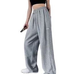 Grey Jogging Sweatpants Women Baggy Korean Fashion Joggers Training Wide Sports Pants Trousers Female 211216