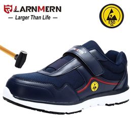 LARNMERN Mens Work ESD Safety Shoes Steel Toe Anti-smashing Non-slip Reflective Construction Protective Footwear Y200915
