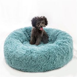 Luxury Soft Plush Dog Round Shape Sleeping Bag Kennel Cat Puppy Sofa Bed Pet House Winter Warm Beds Cushion Superior Comfort 201223