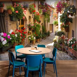 Colourful Flowers In The Alley 3D Photo Wallpaper Moisture-proof Wall Covering Dining Room Living room Home Decor Papel De Parede