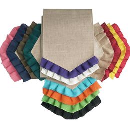 Colourful Ruffle Burlap Garden Flags 31*46cm DIY Jute Liene Yard Flag House Decoration Hanging Flag SN2297