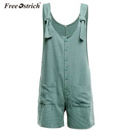 Free Ostrich Women Rompers Solid Jumpsuit Summer Short Pleated Overalls Jumpsuit Female Wrapped Strapless Playsuit N30 T200704
