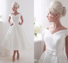 Summer Beach Tea Length Wedding Dress 2022 V-neck A-Line Bride Gowns Vestido de noiva curto robe de mariage