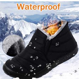 Men'S Winter Boots Unisex Couples Ankle Boots Men Winter Boots Solid Color Plush Anti Skid Bottom Waterproof Safety Shoes Man 220125