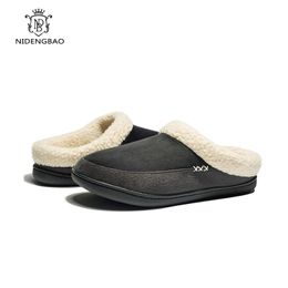 GAI GAI GAI Brand Winter Home Thick Cotton Slippers Men High Quality Large Size 48 49 50 Non-slip Indoor Plush Flat Men's Shoes Y200107