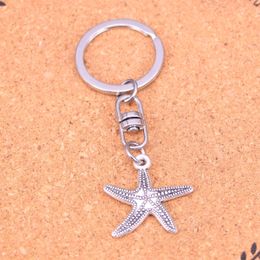 Fashion Keychain 25*26mm marine starfish Pendants DIY Jewellery Car Key Chain Ring Holder Souvenir For Gift