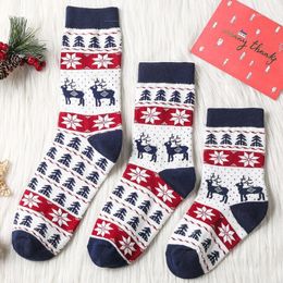 Christmas Dear Adult Kids Socks Family Adult Kids Mother Baby Winter Cotton Socks Snowflake Deer Comfortable Soft1