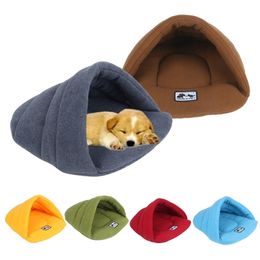 6 Colors Soft Polar Fleece Dog Beds Winter Warm Pet Heated Mat Small Dog Puppy Kennel House for Cats Sleeping Bag Nest Cave Bed LJ201201