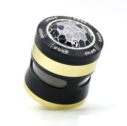 2021 New Tobacco Herb Grinder 4 piece 50mm 55mm 63mm Smoking Set aluminum zinc alloy pollen press catcher metal grinders