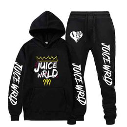 RIP Juice Wrld Hoodies Sweatshirt + Sweatpants Suits Men Women Hip Hop Juice Wrld trap rap Pullover Two Piece Set Sudaderas G1229