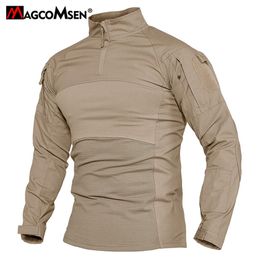 MAGCOMSEN Army Tactical T Shirt Men SWAT Clothes Soldiers Military Combat T- Long Sleeve Training Security Guard Tops 220214