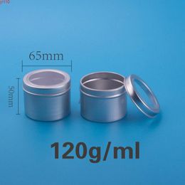 120ml Makeup Tool Metal Aluminium Round Tin Cans Box Ointment Cream Jars Pots 30pcs/lot Lightweight With Window Refillablegoods