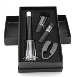 4 Pcs Wine Opener Set Air Pressure Pump Bottle Corkscrew Includes Wine Opener Kit Vacuum Stopper Wine Pourer Bar Accessories 201223