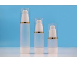 50ml plastic frosted airless bottle gold line lid for serum/lotion/emulsion/liquid foundation/eye essence/skin care packing