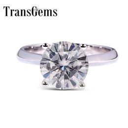 Transgems 14k White Gold 2.5 ct Diameter 8.5mm F Colour Engagement Ring For Women Solitare Engagement Ring Y200620