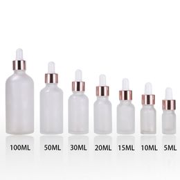 10pcs/lot Rose-Golden Refillable Dropper Bottle Frosted Essence Oil Glass Aromatherapy Liquid Drop for Pipette Bottles