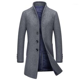 Herren Wolle Mischungen Casual Slim Coat Jacke Mode 2021 Herbst Winter Single Breasted Stand Hals