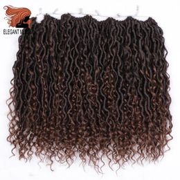 Faux Locs Curly Braids Synthetic Crochet Braid Ombre 14in Crochet Hair Extensions Bohemian for Women Pre Looped Hair for Women Marley