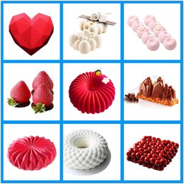 SHENHONG Pop Cake Decorating Mould 3D Silicone Moulds For Baking Heart Round Cakes Brownie Mousse Make Dessert Pan Chocolate Tools T200703