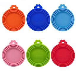 Portable Silicone Dog Cat Canned Lid Colourful Pet Food Cover Storage Fresh-keeping Lids Reusable Wholesale ZC3445