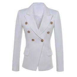 HIGH QUALITY New Fashion Star Style Designer Blazer Women's Gold Buttons Double Breasted Blazer Plus size S-XXXL 201114