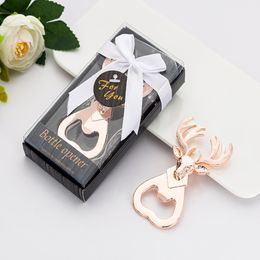 50pcs/lot Christmas gift deer head style gold Colour bottle opener Beer bottle openers with retail box