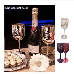 2pcs Christmas Celebrate Party Wine Glasses Unbreakable Wedding White Moet Champagne Coupes Cocktail Flutes Goblet Acrylic Elegant Cups Best quality