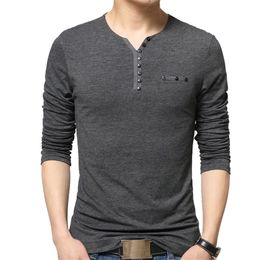 TFEERS Autumn Casual Shirt Men Henry Collar Solid Colour Slim Fit Long Sleeve Cotton Plus Sizes M-5XL ops&tees 220214