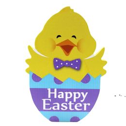 Easter Wooden Tabletop Sign Happy Easter Party Chicken Bunny Flower Shaped Table Top Decoration RRE12802