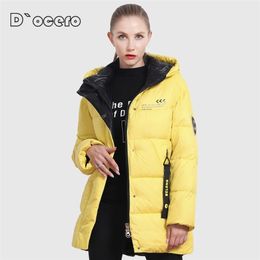 D`ocero New Winter Jacket Women Plus Size Bright Colors Women's Coat Hooded Thick Biological-Down Jacket Parka Outwear 201225