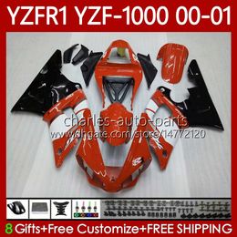 Motorcycle Bodywork For YAMAHA YZF-R1 YZF1000 YZF R 1 1000 CC 00-03 Black orange Bodys 83No.51 YZF R1 1000CC 2000 2001 2002 2003 YZF-1000 YZFR1 00 01 02 03 OEM Fairing Kit