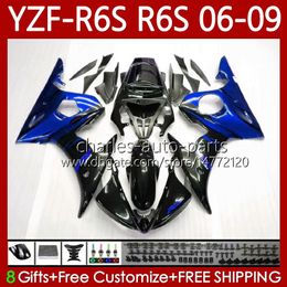 MOTO Fairings For YAMAHA YZF-R6S YZF R6 S 600 CC YZF600 Blue Flames 2006-2009 Body 96No.182 YZFR6S 2006 2007 2008 2009 YZF-600 600CC YZF R6S 06 07 08 09 OEM Bodywork Kit