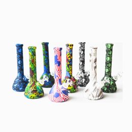 2 styles Bong Silicone Beaker water pipe unbreakable hookahs Camouflage Colourful design with Downstem