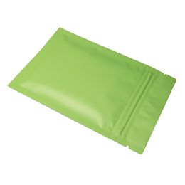 Different Sizes 100pcs Heat Sealing Flat Pouches Tear Notch Matte Green Aluminium Foil Zip Plastic Bag fast ship